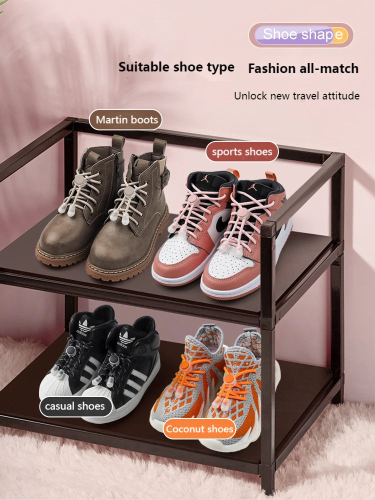 Spring Lock Shoelaces Without ties Elastic laces Sneakers Kids Adult Quick Shoe laces Rubber Bands Round No tie Shoeace Shoes