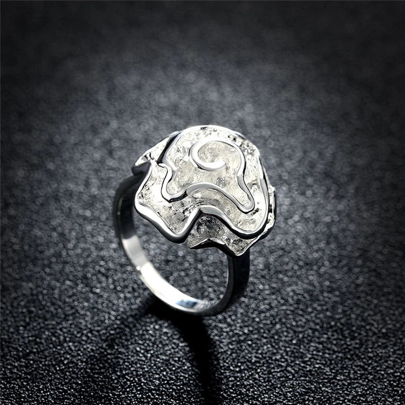 DOTEFFIL 925 Sterling Silver Rose Ring For Women Fashion Wedding Engagement Party Jewelry
