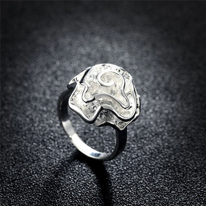 DOTEFFIL 925 Sterling Silver Rose Ring For Women Fashion Wedding Engagement Party Jewelry