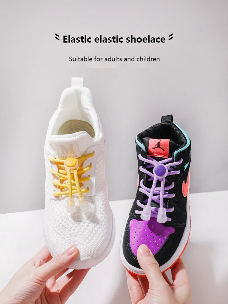 Spring Lock Shoelaces Without ties Elastic laces Sneakers Kids Adult Quick Shoe laces Rubber Bands Round No tie Shoeace Shoes