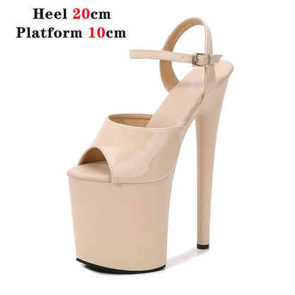 Naked Color Dress Party Shoes Women Sexy Show Sandals 15 17 20 CM High Heels Platform Sandals Girls Shoe Party Club Plus Size 43