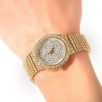THE BLING KING Women's Luxury Casual Automatic Watch Stainless Steel Iced Out Bling Waterproof Wrist Watches Gift For Women