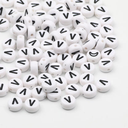 50/100/200pcs/lot 7x4mm White Round A-Z Alphabet Letter Acrylic Loose Spacer Beads for Jewelry Making Diy Bracelet Accessories