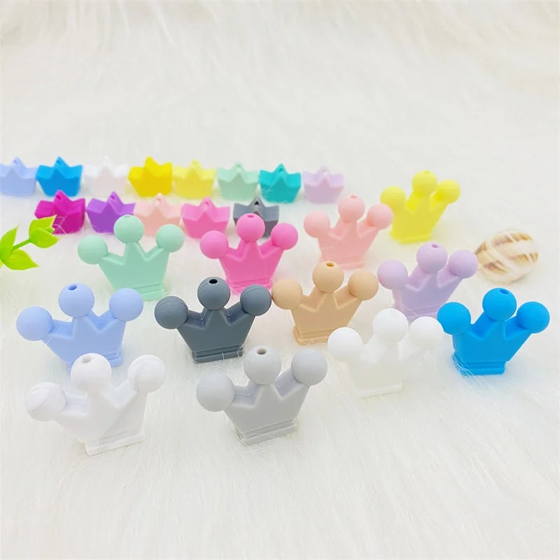 10pcs Food Grade Crown Silicone Beads Baby Teething Toys  Silicone DIY Pacifier Chain Pendant Accessories Baby Teethers