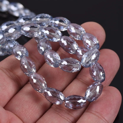 10pcs 12x8mm Oval Cylinder Faceted Cut Crystal Glass Loose Crafts Beads for Jewelry Making DIY