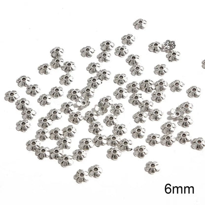 50pcs Tibetan Antique Silver Color Gold Leaf Flower Bead End Caps For Jewelry Making Needlework Spacer Bead Caps DIY Accessories
