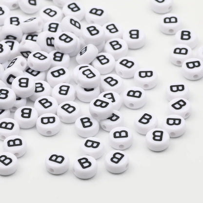 50/100/200pcs/lot 7x4mm White Round A-Z Alphabet Letter Acrylic Loose Spacer Beads for Jewelry Making Diy Bracelet Accessories