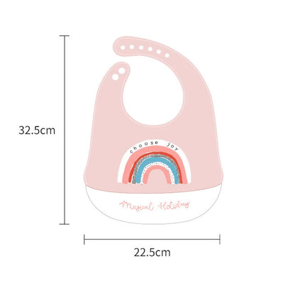 2021 Cute Baby Bibs Waterproof Silicone Bib Feeding Infant Newborn Cartoon Apron ToddlerX Adjustable Bib Burp Cloths with Pocket