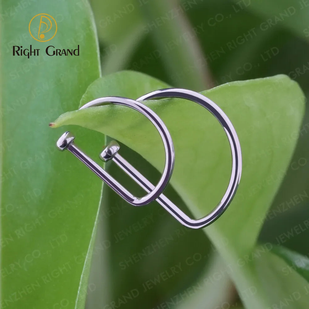 5pcs/lot Right Grand ASTM F136 Titanium 20G Open D Shape Nose Ring Hoop Tragus Cartilage Retainer Body Piercing Jewelry 8MM 10MM