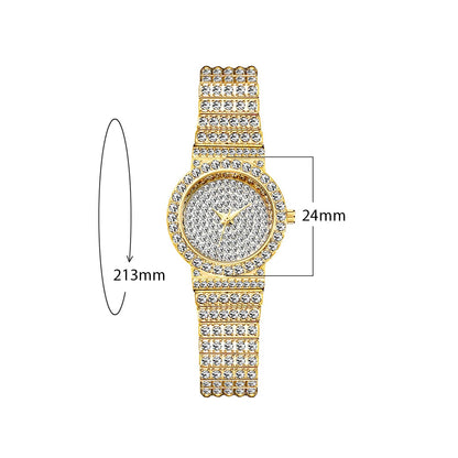 THE BLING KING Women's Luxury Casual Automatic Watch Stainless Steel Iced Out Bling Waterproof Wrist Watches Gift For Women