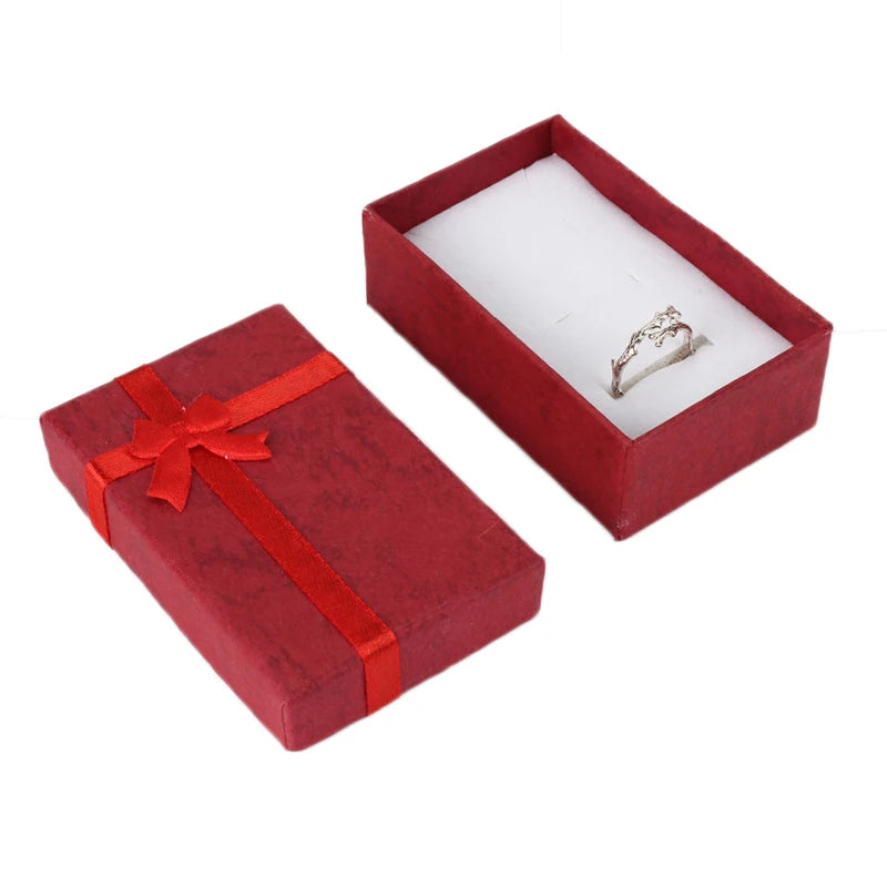 12PCS/lot Assorted Colors Ring Necklace Set Box Trinket Box Necklace Case Earrings Holder 5*8 Packaging Gift Box