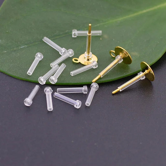 50 PCS 8/11/12mm Anti-allergy Tube Sleeve Back Plugs Tube Stud Earrings Safety Pad Protector DIY Jewelry Findings