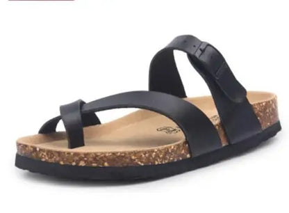 flower print cork sandals women clip toe slippers narrow band flip flops lovers platform sandals summer beach shoes size 45 c455