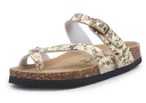 flower print cork sandals women clip toe slippers narrow band flip flops lovers platform sandals summer beach shoes size 45 c455
