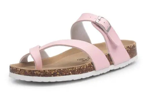 flower print cork sandals women clip toe slippers narrow band flip flops lovers platform sandals summer beach shoes size 45 c455