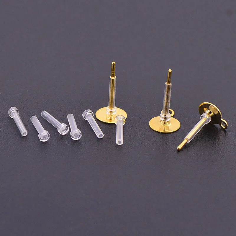 50 PCS 8/11/12mm Anti-allergy Tube Sleeve Back Plugs Tube Stud Earrings Safety Pad Protector DIY Jewelry Findings