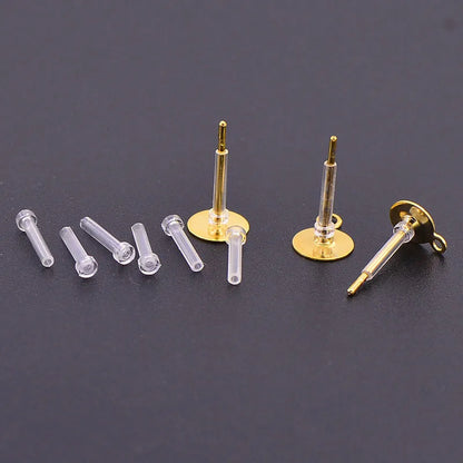 50 PCS 8/11/12mm Anti-allergy Tube Sleeve Back Plugs Tube Stud Earrings Safety Pad Protector DIY Jewelry Findings
