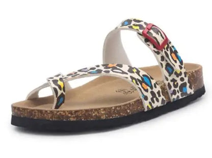 flower print cork sandals women clip toe slippers narrow band flip flops lovers platform sandals summer beach shoes size 45 c455