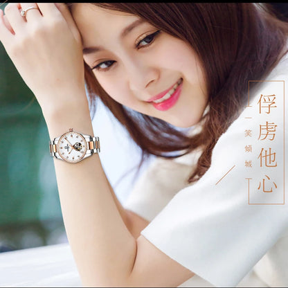 Switzerland CARNIVAL Luxury Brand Automatic Mechanical Sapphire Women's Watches Waterproof Dual Skeleton Luminous C8685L-15
