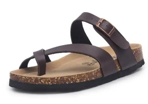 flower print cork sandals women clip toe slippers narrow band flip flops lovers platform sandals summer beach shoes size 45 c455