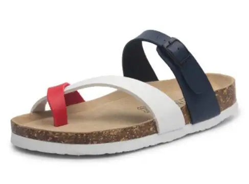 flower print cork sandals women clip toe slippers narrow band flip flops lovers platform sandals summer beach shoes size 45 c455