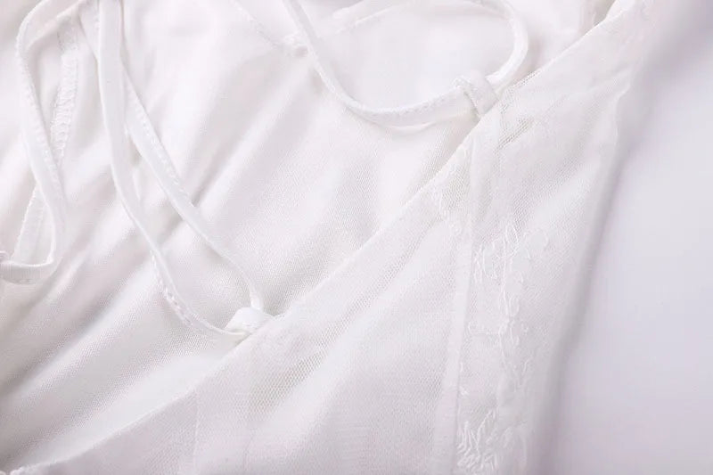 Women Party Long Dress Summer White Sexy Lace Dress V Neck Backless Lace Up Maxi Bodycon Dresses Vestidos verano 2026 Gift