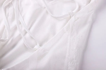 Women Party Long Dress Summer White Sexy Lace Dress V Neck Backless Lace Up Maxi Bodycon Dresses Vestidos verano 2026 Gift