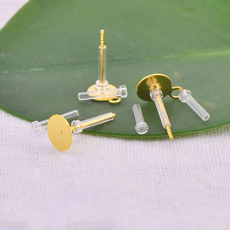 50 PCS 8/11/12mm Anti-allergy Tube Sleeve Back Plugs Tube Stud Earrings Safety Pad Protector DIY Jewelry Findings
