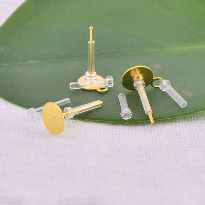 50 PCS 8/11/12mm Anti-allergy Tube Sleeve Back Plugs Tube Stud Earrings Safety Pad Protector DIY Jewelry Findings