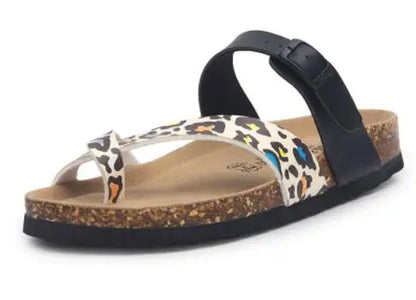 flower print cork sandals women clip toe slippers narrow band flip flops lovers platform sandals summer beach shoes size 45 c455