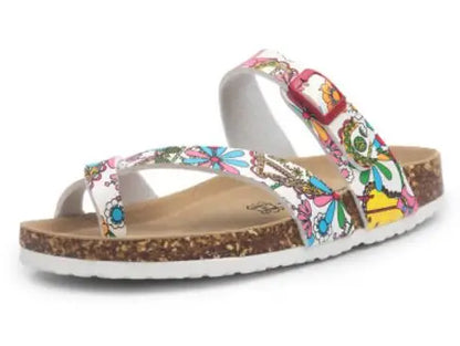 flower print cork sandals women clip toe slippers narrow band flip flops lovers platform sandals summer beach shoes size 45 c455