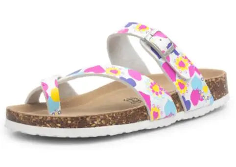 flower print cork sandals women clip toe slippers narrow band flip flops lovers platform sandals summer beach shoes size 45 c455
