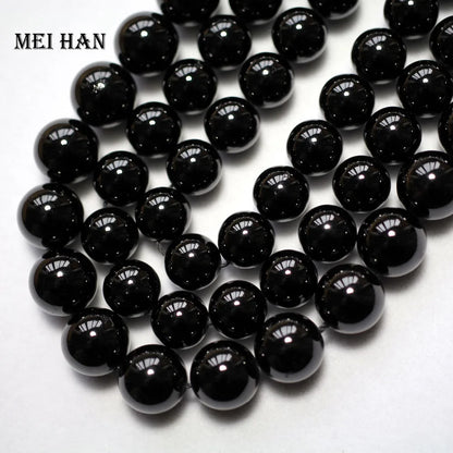 Meihan Natural Black Tourmaline 4mm 6mm 8mm 10mm 12mm Smooth Round Loose Beads for Jewelry Making DIY Bracelet Necklace