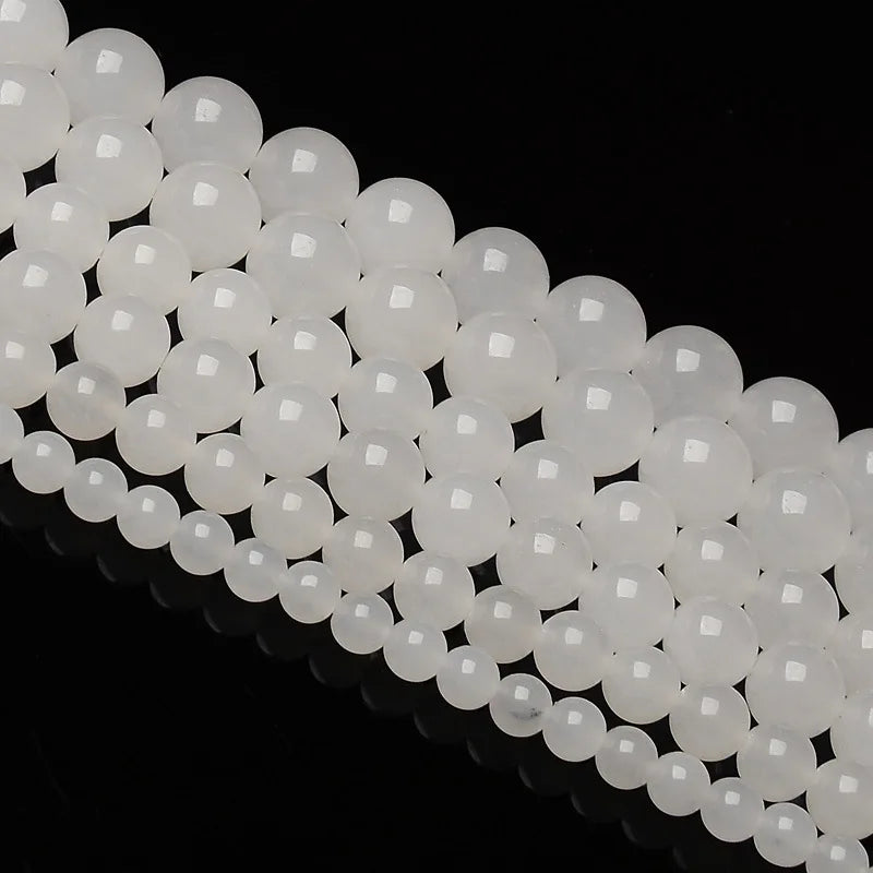 Wholesale 4/6/8/10mm Natural White Crystal Quartz Stone Round Beads For Jewelry Making DIY Bracelet Stone Bead