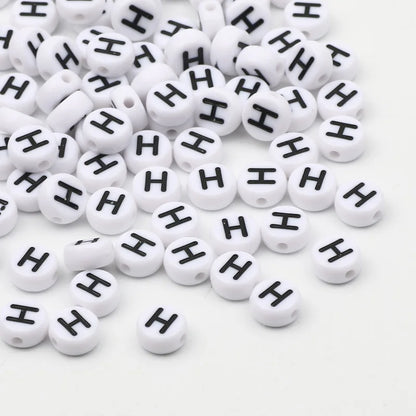 50/100/200pcs/lot 7x4mm White Round A-Z Alphabet Letter Acrylic Loose Spacer Beads for Jewelry Making Diy Bracelet Accessories