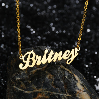 Diamon Customized 2020 New Fashion Stainless Steel Name Necklace Personalized Letter Pendant Nameplate Gift