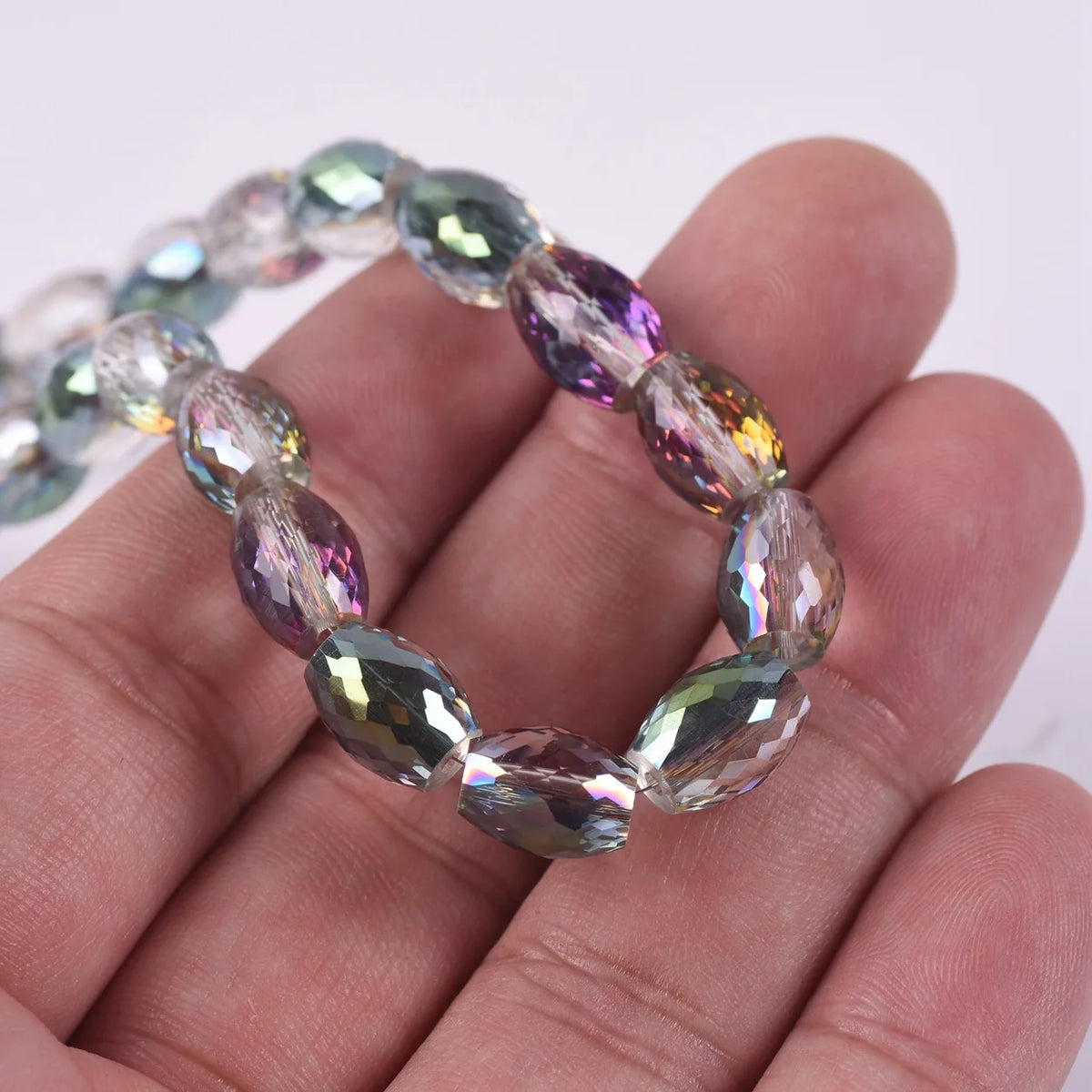 10pcs 12x8mm Oval Cylinder Faceted Cut Crystal Glass Loose Crafts Beads for Jewelry Making DIY