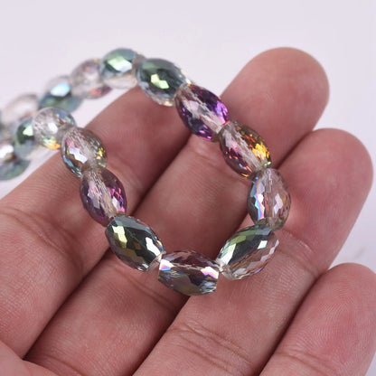 10pcs 12x8mm Oval Cylinder Faceted Cut Crystal Glass Loose Crafts Beads for Jewelry Making DIY