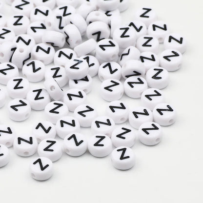 50/100/200pcs/lot 7x4mm White Round A-Z Alphabet Letter Acrylic Loose Spacer Beads for Jewelry Making Diy Bracelet Accessories