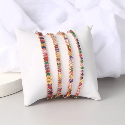 Adjustable Multicolor Tennis Bracelets for Women Ladies Wedding Rainbow Colorful Zircon Charm Bracelet Hand Chain Jewelry DZH043