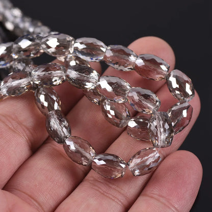 10pcs 12x8mm Oval Cylinder Faceted Cut Crystal Glass Loose Crafts Beads for Jewelry Making DIY