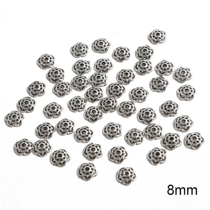 50pcs Tibetan Antique Silver Color Gold Leaf Flower Bead End Caps For Jewelry Making Needlework Spacer Bead Caps DIY Accessories