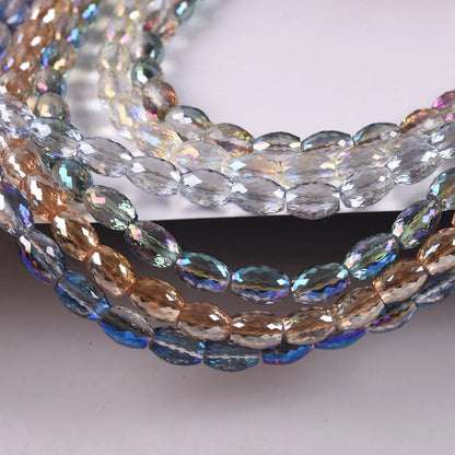 10pcs 12x8mm Oval Cylinder Faceted Cut Crystal Glass Loose Crafts Beads for Jewelry Making DIY
