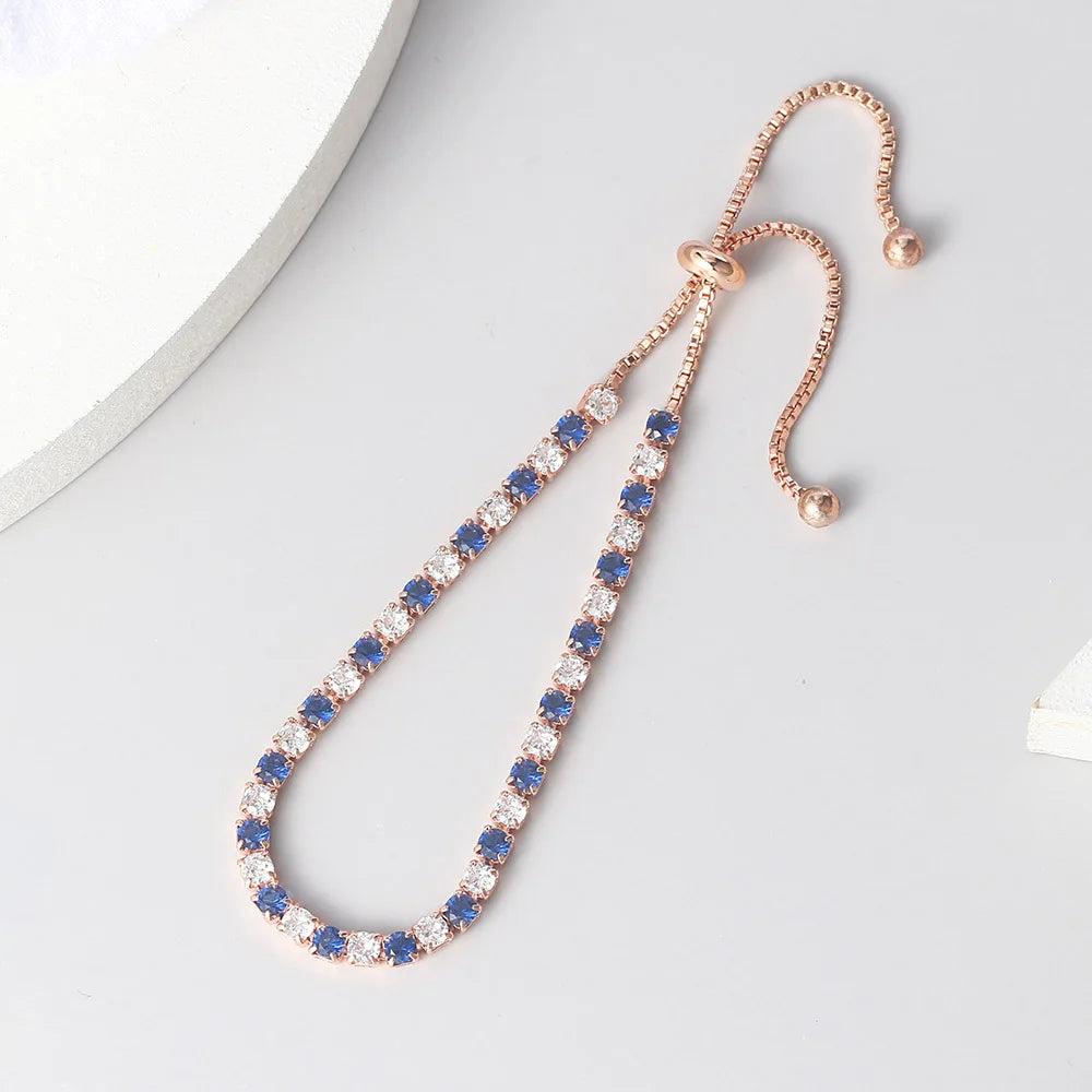 Adjustable Multicolor Tennis Bracelets for Women Ladies Wedding Rainbow Colorful Zircon Charm Bracelet Hand Chain Jewelry DZH043
