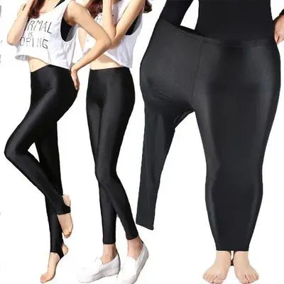 Women Spring Autumn Large Size Leggings Lady Summer Knee Length Short Pants Casual Stretched Skinny Shine Neon Shorts Capris