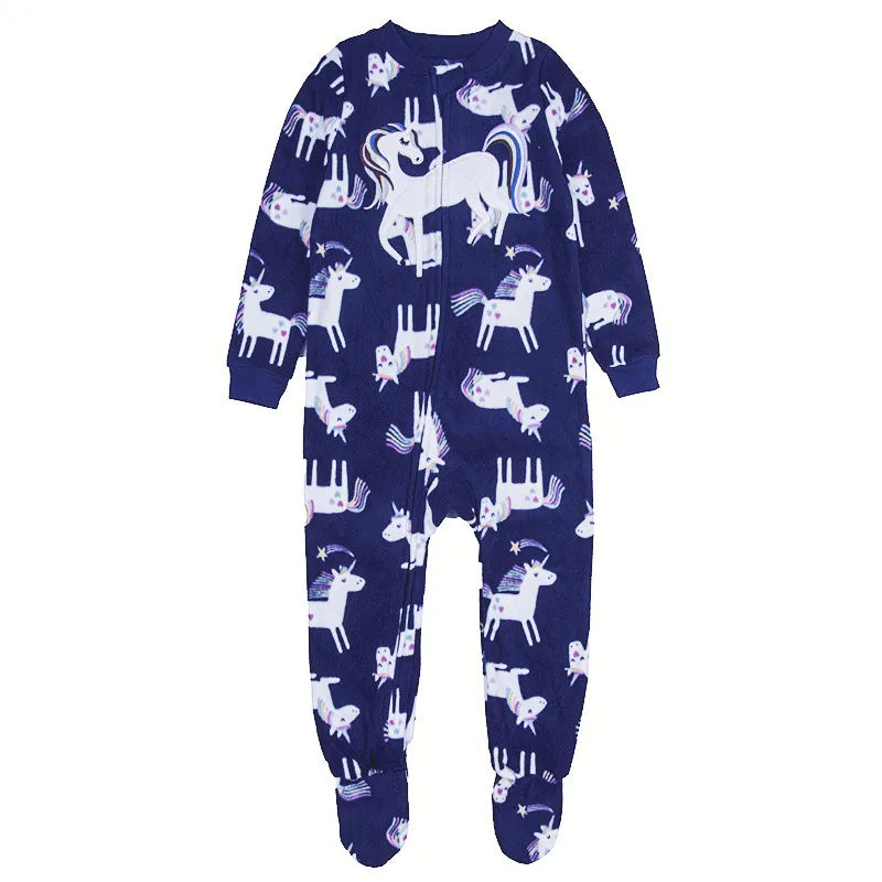 One-Piece Pajamas for Children Aged 3-10, Pajamas for Boys and Girls, Fleece One-Piece Suits, Soft and Warm