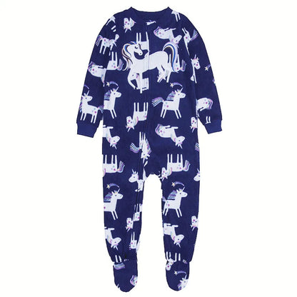 One-Piece Pajamas for Children Aged 3-10, Pajamas for Boys and Girls, Fleece One-Piece Suits, Soft and Warm
