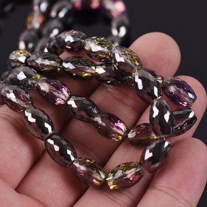 10pcs 12x8mm Oval Cylinder Faceted Cut Crystal Glass Loose Crafts Beads for Jewelry Making DIY