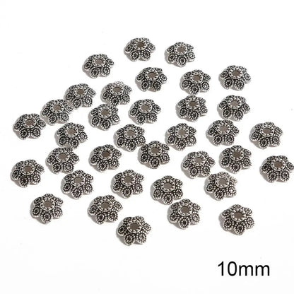 50pcs Tibetan Antique Silver Color Gold Leaf Flower Bead End Caps For Jewelry Making Needlework Spacer Bead Caps DIY Accessories