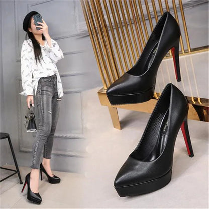 Sexy Pointed Toe Platform High Heels 12Cm Thin Heel Womens Pumps Fashion Small Size Lady Single Shoes Party Dress Shoes